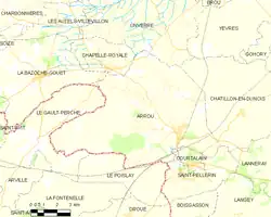 Carte de la commune d'Arrou.