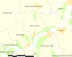 Carte de la commune de Crécy-Couvé.
