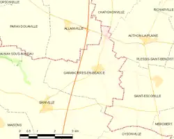 Carte de la commune de Garancières-en-Beauce.