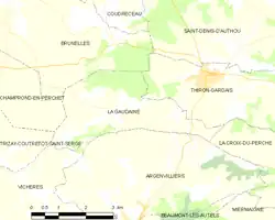 Carte de la commune de la Gaudaine.