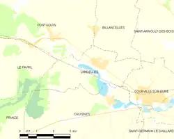 Carte de la commune de Landelles.