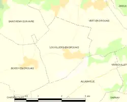 Carte de la commune de Louvilliers-en-Drouais.