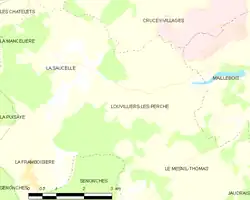 Carte de la commune de Louvilliers-lès-Perche.
