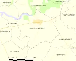 Carte de la commune d'Orgères-en-Beauce, 2012.