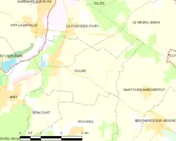 Carte de la commune d'Oulins.