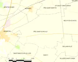 Carte de la commune de Pré-Saint-Évroult.