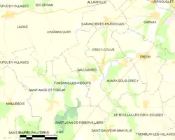 Carte de la commune de Saulnières.