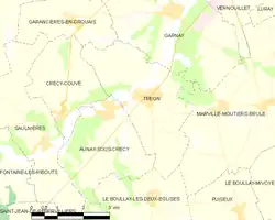 Carte de la commune de Tréon.