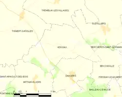 Carte de la commune de Vérigny (2012).