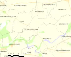 Carte de la commune de Villiers-Saint-Orien.