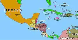 Carte de l'Amérique centrale