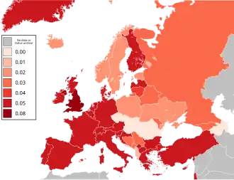 Carte de l'Europe avec les niveaux d'alcoolémie