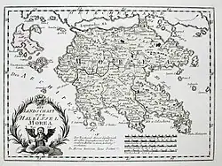 carte ancienne du Péloponnèse, en noir et blanc