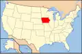 Carte montrant l'État d'Iowa