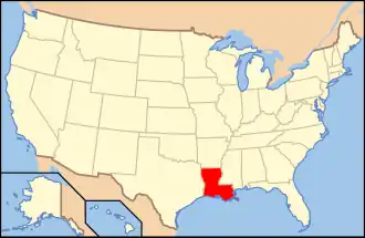 Carte montrant l'État de la Louisiane