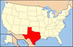 Carte montrant l'État du Texas