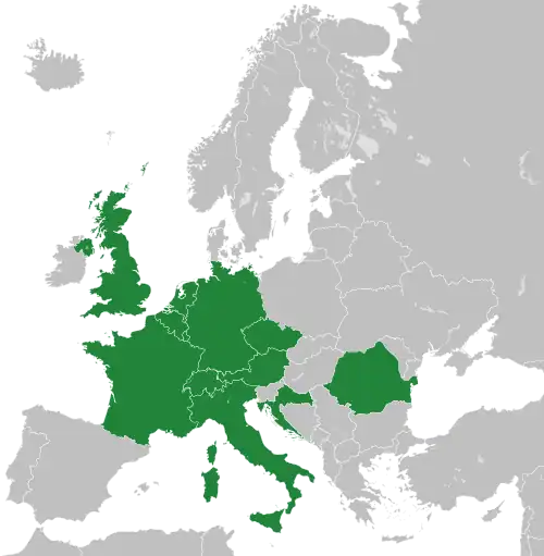 Pays touchés (en vert).