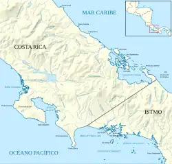 Frontière selon le traité Carrillo-Obarrio&nbsp;(es) en 1841.