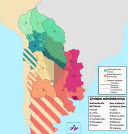 Carte de la Vice-royauté du Río de la Plata (fin du XVIIIe&nbsp;siècle).