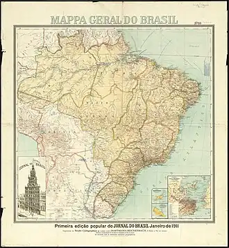 Carte du Brésil publiée dans le Jornal do Brasil en janvier 1911.