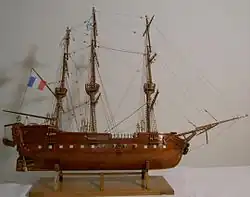 La maquette de la corvette Le Géographe réalisée par un arrière-petit neveu de Nicolas Baudin.