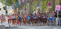 Vue des marathoniennes en peloton