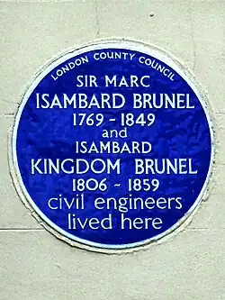 Plaque de Marc et Isambard Kingdom Brunel.