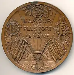 Revers de la médaille honorant Marc Sangnier.