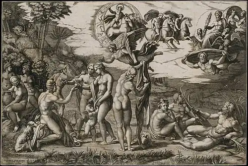 1. Marcantonio Raimondi d'après Raphaël, « Le jugement de Pâris », 1510-1520.