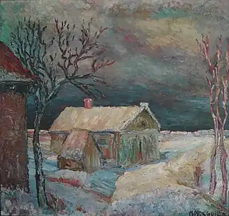 « Paysage à la neige », huile sur toile, 65x69 cm. Collection privée.