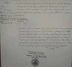 Son acte de décès.