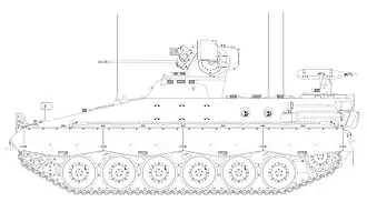 Les premières versions du Marder possédaient un tourelleau téléopéré monté à l'arrière du compartiment des troupes.
