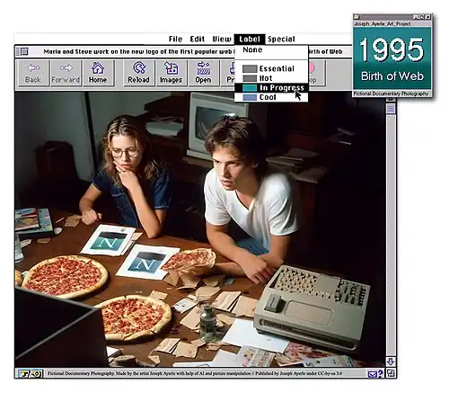 Photographie fictive de deux pionniers d'internet en 1995.