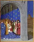 Couronnement de Marie de Brabant dans la Sainte-Chapelle, miniature de Jean Fouquet dans les Grandes Chroniques de France (BNF).