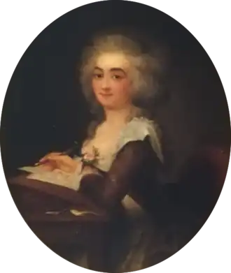 Huile sur toile représentant la comtesse de La Rochefoucauld.