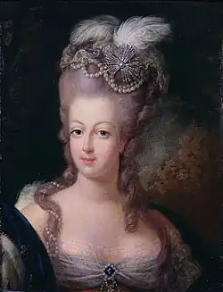La reine Marie-Antoinette en 1775 à 20 ans, portant une perruque de style Pouf