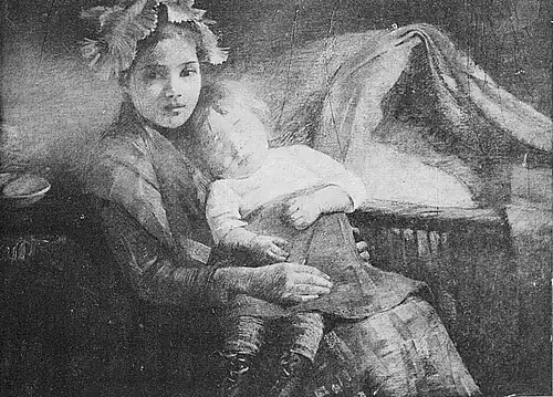 La Petite Soeur, pastel exposé au Salon de l'Union des femmes peintres et sculpteurs, 1898 (héliogravure de Buirette et Cie)