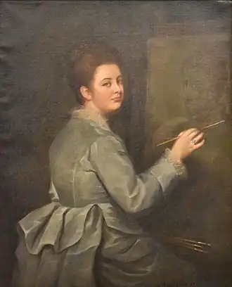 Autoportrait au chevalet par Marie Petiet, 1872.
