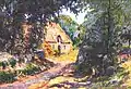 La chaumière, Doëlan, huile sur toile signée en  bas droite (46 x 36&nbsp;cm).
