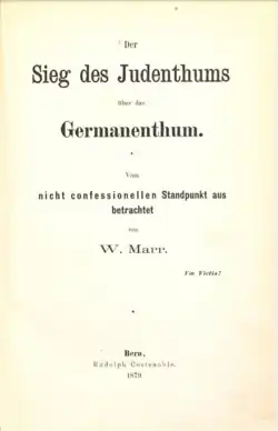 Page de couverture du livre Der Sieg des Judenthums über das Germanenthum