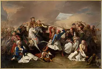 La Mort de Markos Botzaris par Filippo Marsigli, 1836/1839.