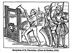 Décapitation de saint Pancrace imaginée au début du XVIe&nbsp;siècle.