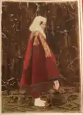 Jeune fille catholique à Shkodër, épreuve albuminée coloriée, vers 1878.