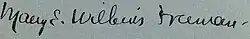 signature de Mary Eleanor Wilkins Freeman