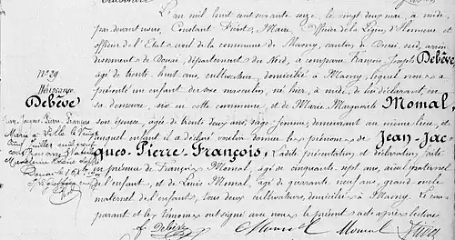 Son acte de naissance.