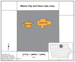 Géolocalisation de Mason City et Clear Lake