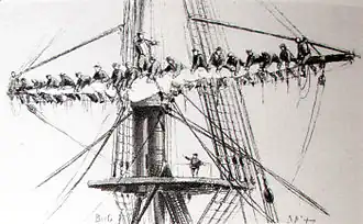 Matelots serrant un hunier (Morel Fatio, 1844).