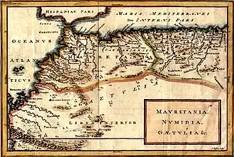 Carte de la Maurétanie et de la Numidie, à la fin de l'époque de Jugurtha.