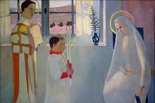 Le Mystère catholique (1889), huile sur toile, 97&nbsp;×&nbsp;143&nbsp;cm, Saint-Germain-en-Laye, musée Maurice Denis.