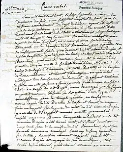 Procès-verbal du décès de Maurice Dupin à Nohant-Vic, le 16 septembre 1808.Première page du document.